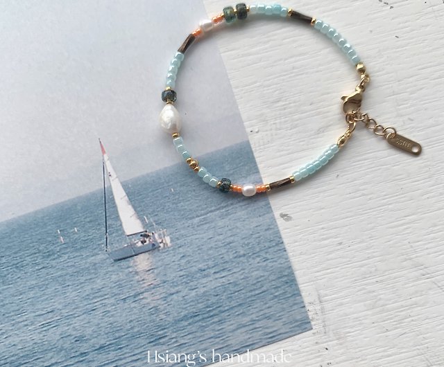 Sea Adventure/Handmade Beaded Bracelet/Freshwater Pearl Natural Colored  Stone/Customized - Shop hsiang-handmade Bracelets - Pinkoi
