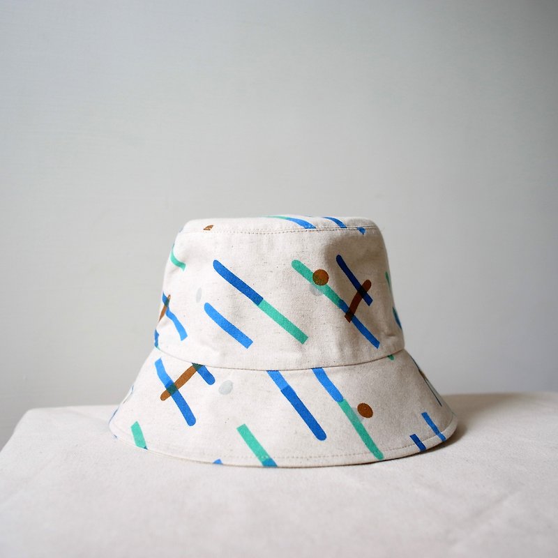 青三分のやや緑色の手作り帽子 - 帽子 - コットン・麻 ホワイト
