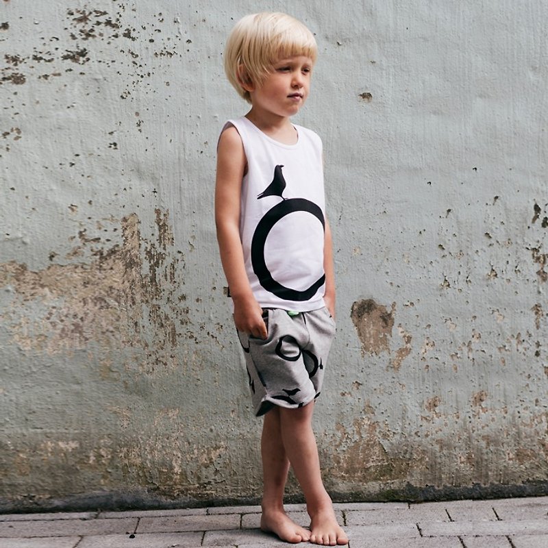 Mói Kids 冰島有機棉童裝短褲 1歲至8歲灰 - 男/女童長褲/短褲 - 棉．麻 灰色