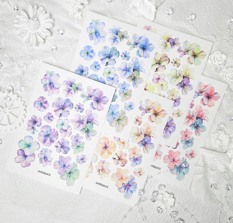 Opal Bloom Flower Matte Clear Sticker - 貼紙 - 其他材質 