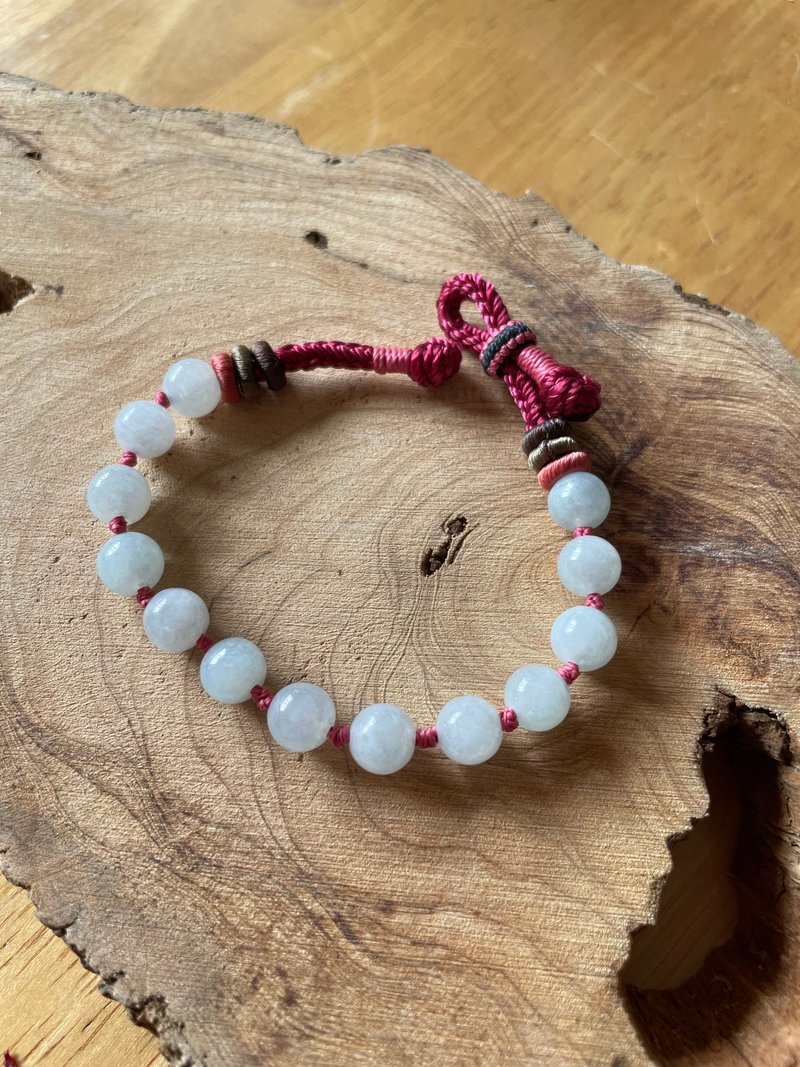 翡翠串珠手繩-天然翡翠(南齊冰料) - 手鍊/手環 - 玉石 多色