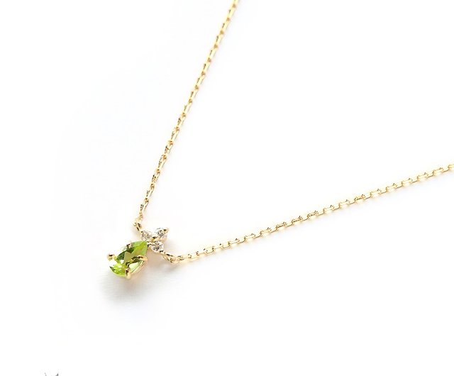 K18 ペリドット&ダイヤモンドのネックレス ~Ello Lilas~ 8月誕生石
