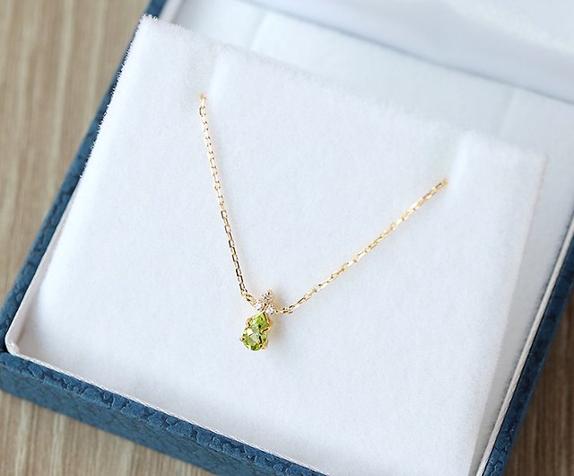 K18 ペリドット&ダイヤモンドのネックレス ~Ello Lilas~ 8月誕生石