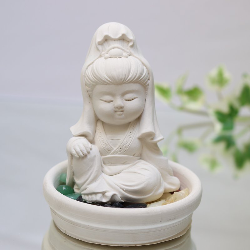 Miniature Small meditation Buddha 1801  w/small dish holder set - ตุ๊กตา - วัสดุอื่นๆ ขาว