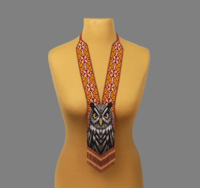 Owl necklace unique jewelry for women, Bird necklace birthday gifts for mom - 項鍊 - 玻璃 咖啡色