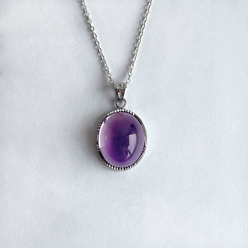 Gemstone Natural Mineral 18.9mm Madagascar Amethyst Necklace - Necklaces - Gemstone Purple