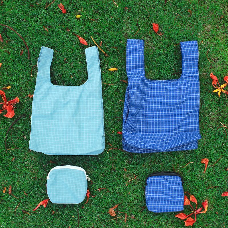 さようなら小さなプラスチック！食品の袋を格納するための最も適した「八袋」 - トート・ハンドバッグ - 防水素材 ブルー