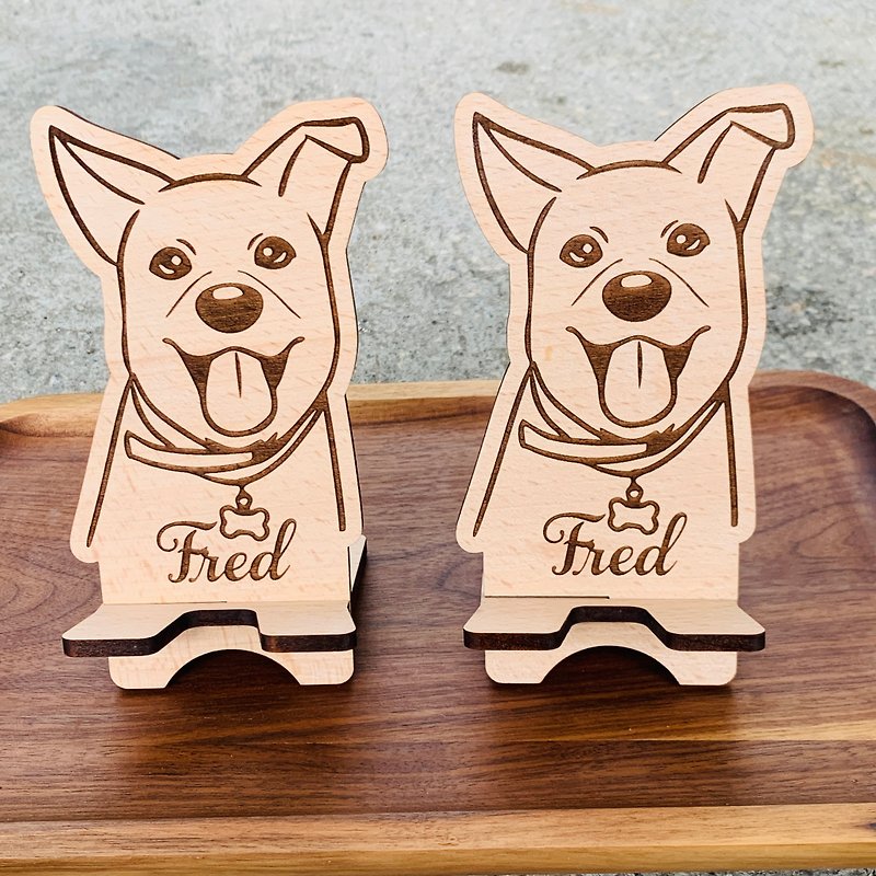 Personalized Customized Die-Cut Wooden Phone Holder Unique Birthday Pet Gift - Phone Stands & Dust Plugs - Wood 