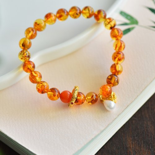 花琥珀のブレスレット Amazon | 【石流通センター】 【ブレスレット】 花琥珀