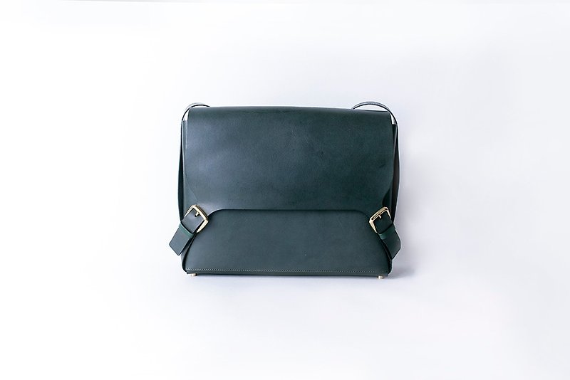 Diagonal Buckle Messenger Bag | Customized Leather | Customized Typing | Genuine Leather | - Messenger Bags & Sling Bags - Genuine Leather 