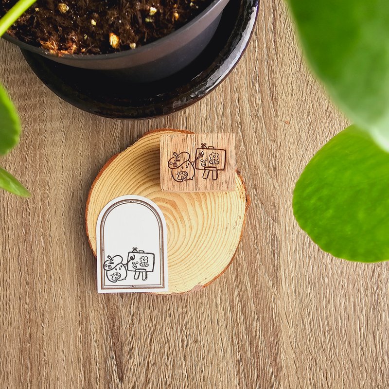 Spring Palette Rubber Stamp - ตราปั๊ม/สแตมป์/หมึก - ไม้ สีนำ้ตาล