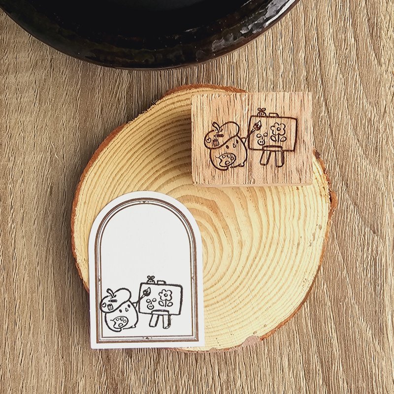 Spring Palette Rubber Stamp - Stamps & Stamp Pads - Wood Brown