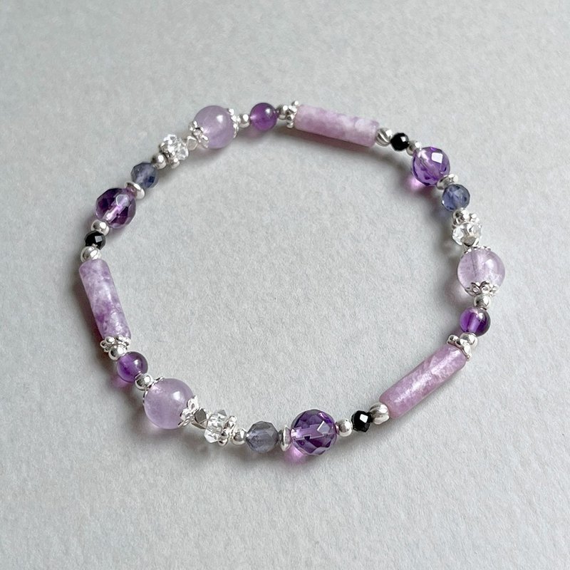 [Pre-order] Amethyst and Lazuli 925 Sterling Silver Bracelet - Bracelets - Gemstone Purple