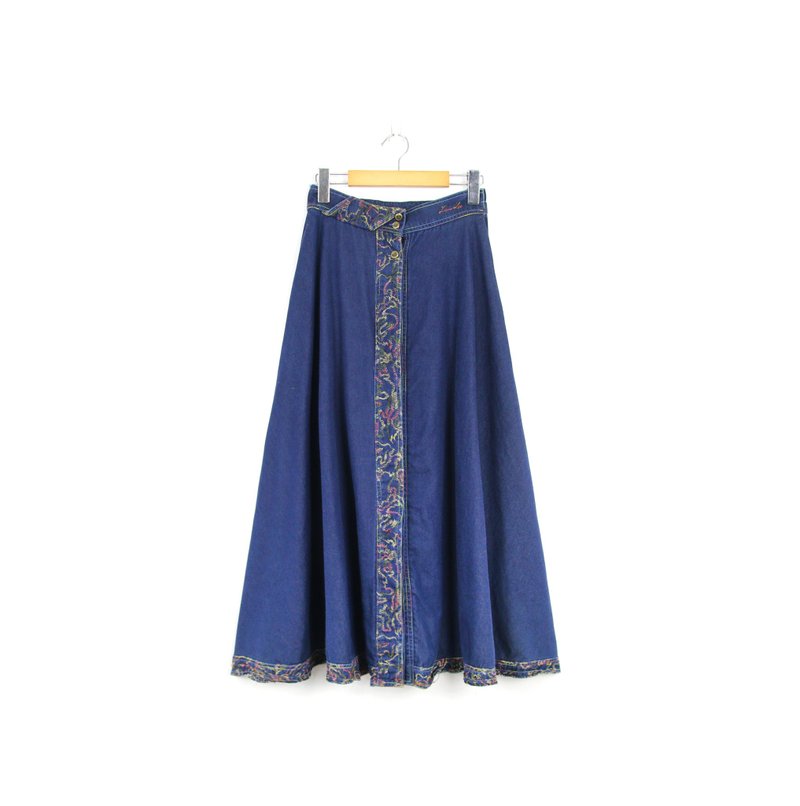 Back to Green- 丹寧裙 傘狀圖騰 /vintage dress - 裙子/長裙 - 棉．麻 