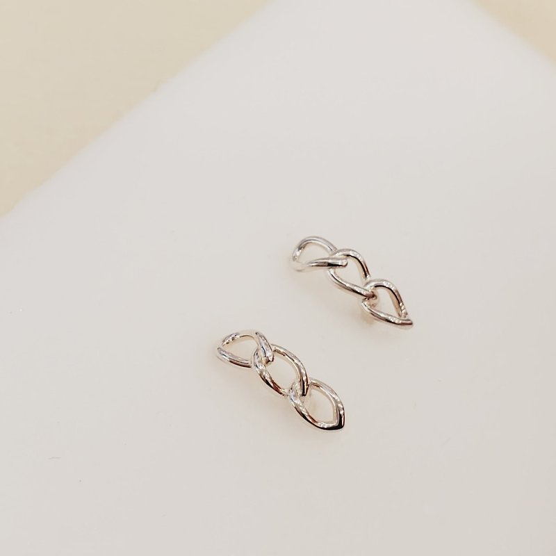 [Earrings] Sterling silver chain small earrings Mother's Day/Graduation Gift/Valentine's Day Gift - ต่างหู - เงินแท้ สีเงิน