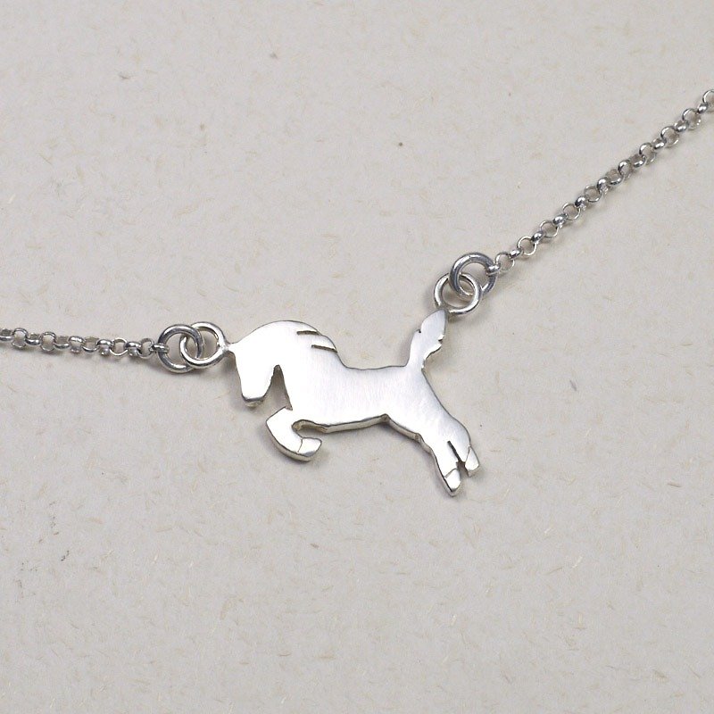Handmade White Horse Necklace - Custom Hand Stamped - animal necklace - สร้อยคอทรง Collar - เงินแท้ 