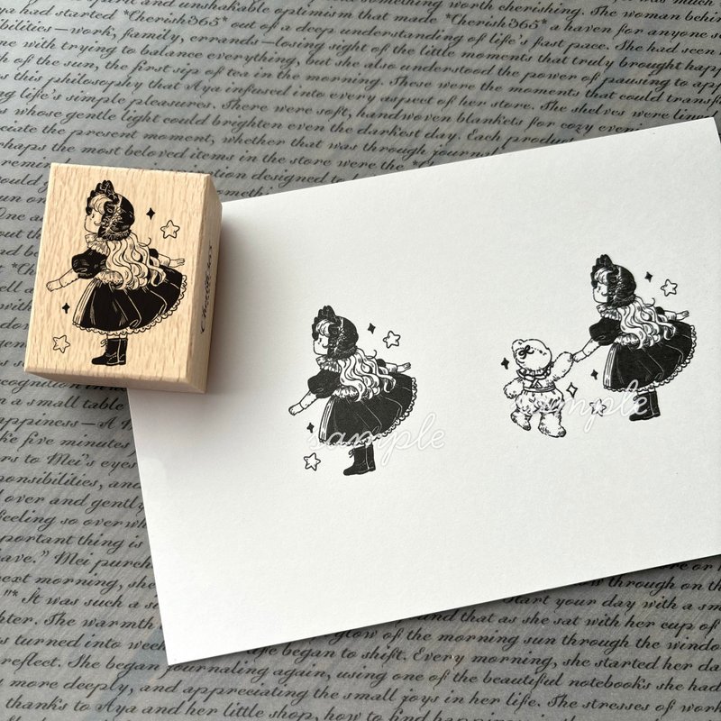 Cherish365【女の子 - 夢の花園でのひととき】はんこ / スタンプ　CHO532 - 印章/印台 - 木頭 咖啡色