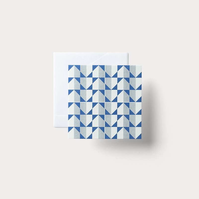 二つ折りメッセージカード　Tile Series: 04 - カード・はがき - 紙 ブルー