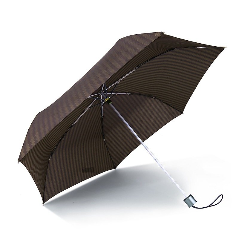【德國kobold】抗UV-經典條紋-超輕男士商務晴雨傘-三折傘-棕 - 雨傘/雨衣 - 其他材質 咖啡色
