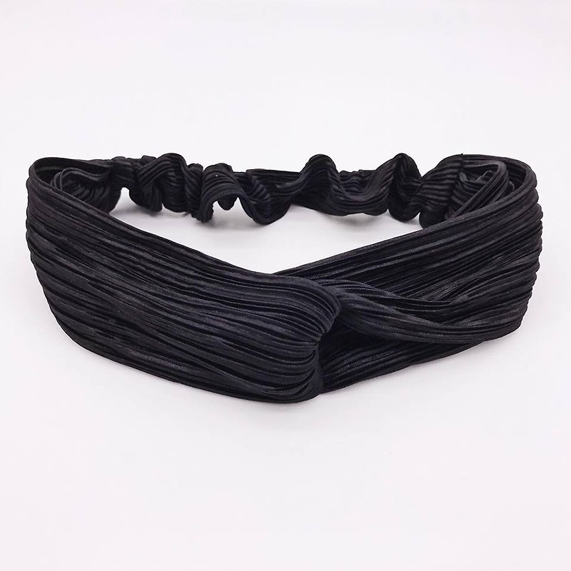 Black hand texture wrinkled handmade hair band limited hair band cross hair band - Hair Accessories - Cotton & Hemp Black