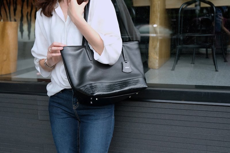 【Off-Season Sales】Harbour Tote Bag - Black - Handbags & Totes - Genuine Leather Black