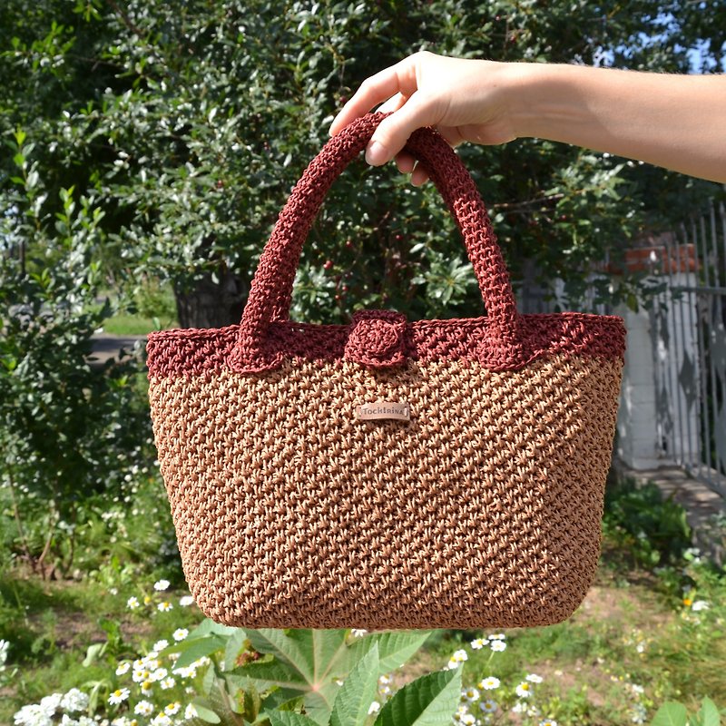 กระดาษ กระเป๋าถือ - Raffia bag crochet womens Raffia crochet shoulder bag Wicker small bag clutch