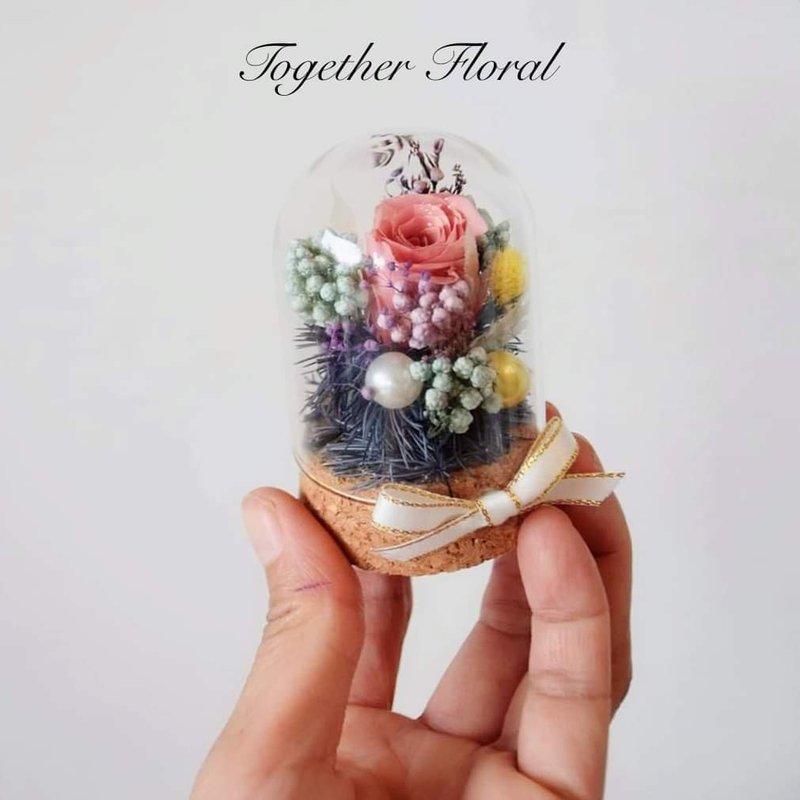 永生玫瑰迷你玻璃罩盅兩個一組 - 乾燥花/永生花 - 植物．花 