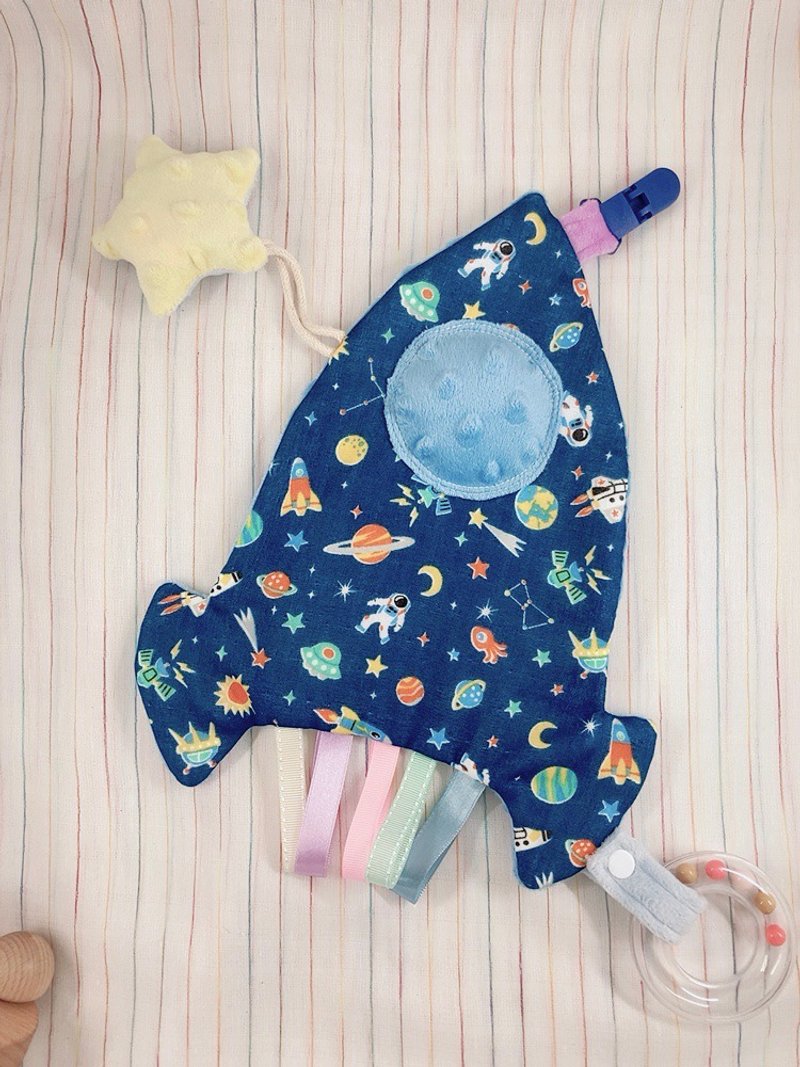 響紙安撫巾 口水巾 嬰幼兒用品 兒童玩具 六層紗顆粒絨 - 口水肩/圍兜 - 棉．麻 藍色