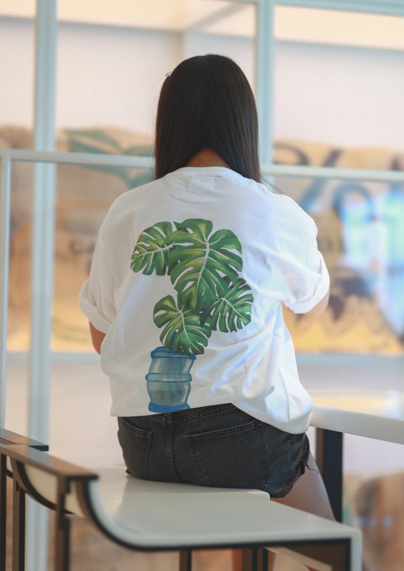 Water-starved Turtle Taro T-shirt - เสื้อฮู้ด - ผ้าฝ้าย/ผ้าลินิน ขาว