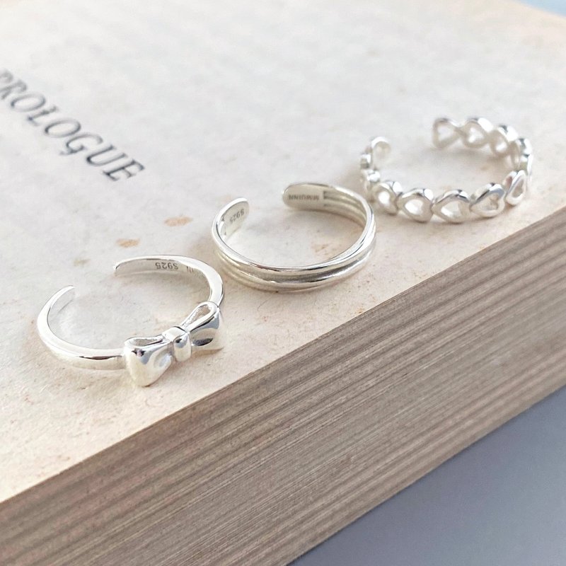 Bow knot sterling Silver ring-tail ring-open ring-super good texture - แหวนทั่วไป - เงินแท้ สีเงิน