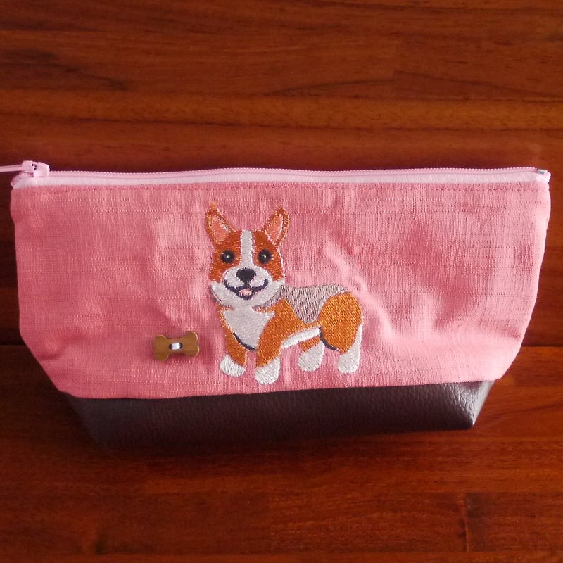 Corgi Custom Embroidery Pouch Storage Bag 10 Colors Free Embroidery Name Please Remarks - Pencil Cases - Thread Multicolor