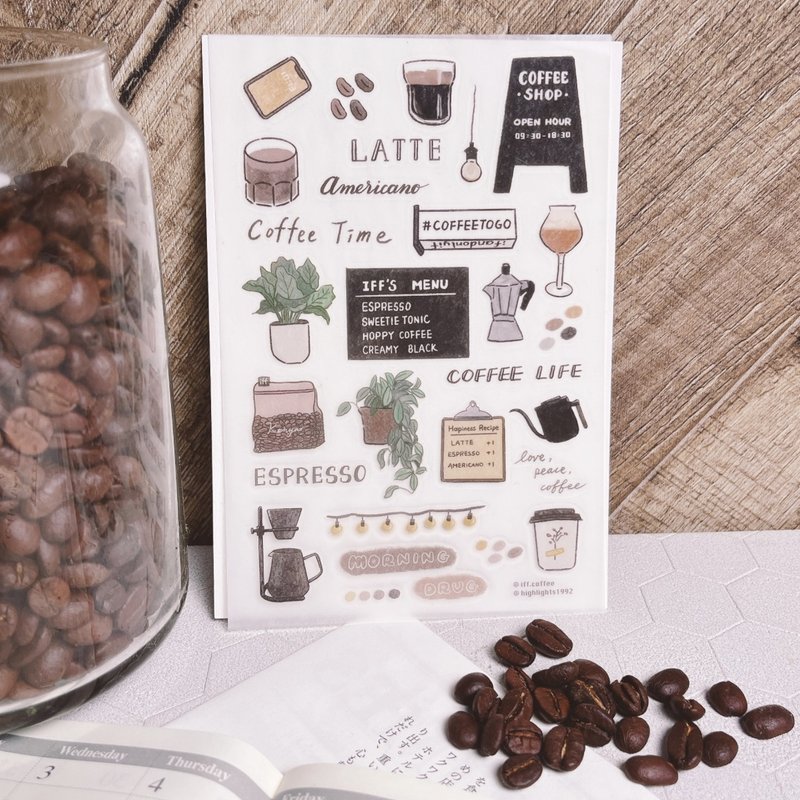 iff Coffee 轉印貼紙 - 貼紙 - 紙 咖啡色