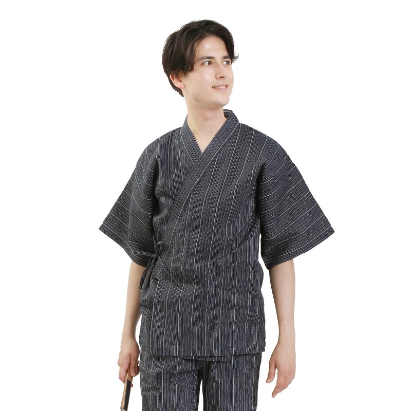 Men's Cotton Linen Jinbei Single Item ML LL wn13 (Jinbei Jinbei Relaxation Wear, Men's Japanese Clothes, Loungewear, Sleepwear, Sleepwear, Pajamas, Summer Items) - ชุดนอน/ชุดอยู่บ้าน - ผ้าฝ้าย/ผ้าลินิน สีน้ำเงิน