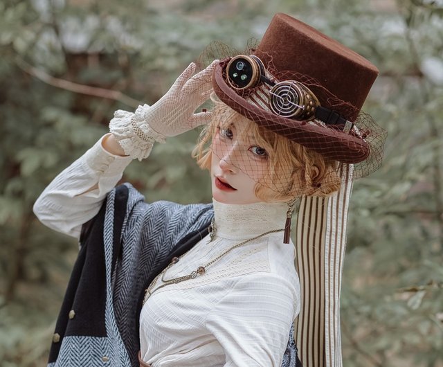 y2k00s当時物クロススチームパンク白レースランジェリー3段フリルゴシック古着 ブラウス SteamPunk スチームパンク 春秋 トップス 長袖 フリル