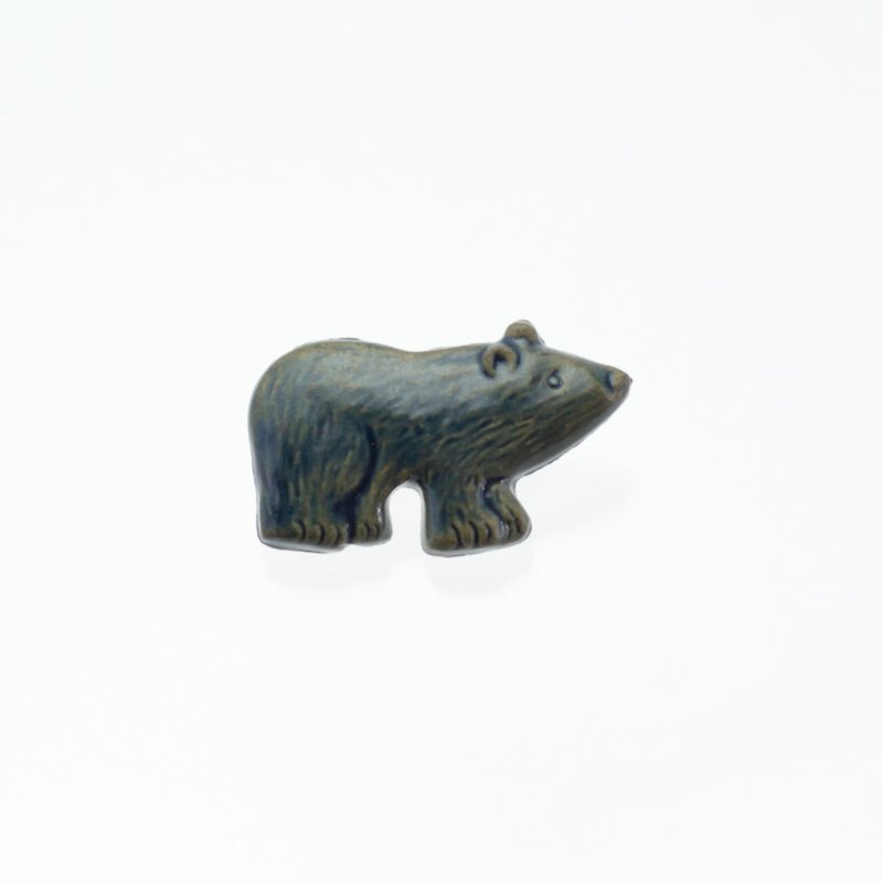 ceramics brooch bear antique blue - เข็มกลัด - ดินเผา สีเขียว