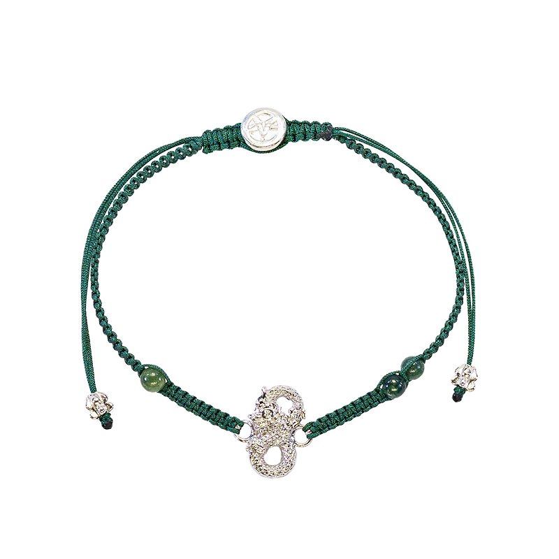 Beliefinluck-Sattra collection: King of Nagas bracelet Silver Charm - Bracelets - Sterling Silver Green