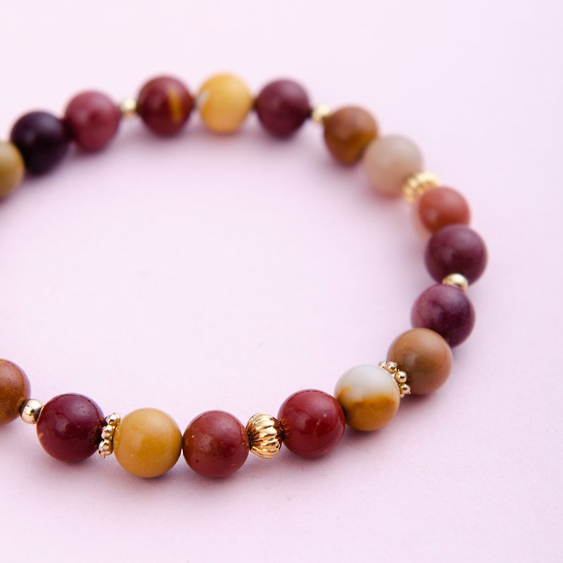 Mookaite Jasper 14K Gold-plated Natural Gemstone Crystal Bracelet - Bracelets - Semi-Precious Stones Pink