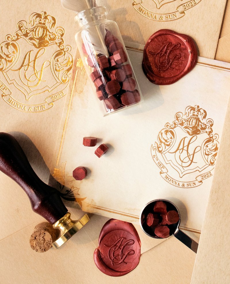 Copper & Brass Stamps & Stamp Pads Red - Customised wooden handle wax seal set