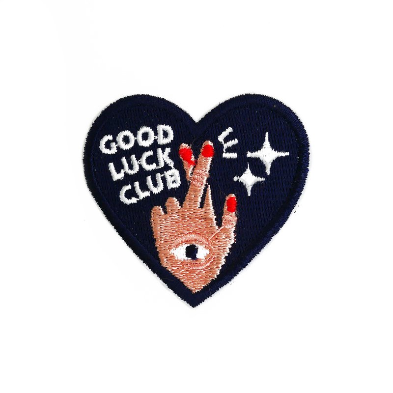 Embroidered Patch Good Luck Club Navy, Bag Charm, Bag Accessories - 徽章/別針 - 繡線 