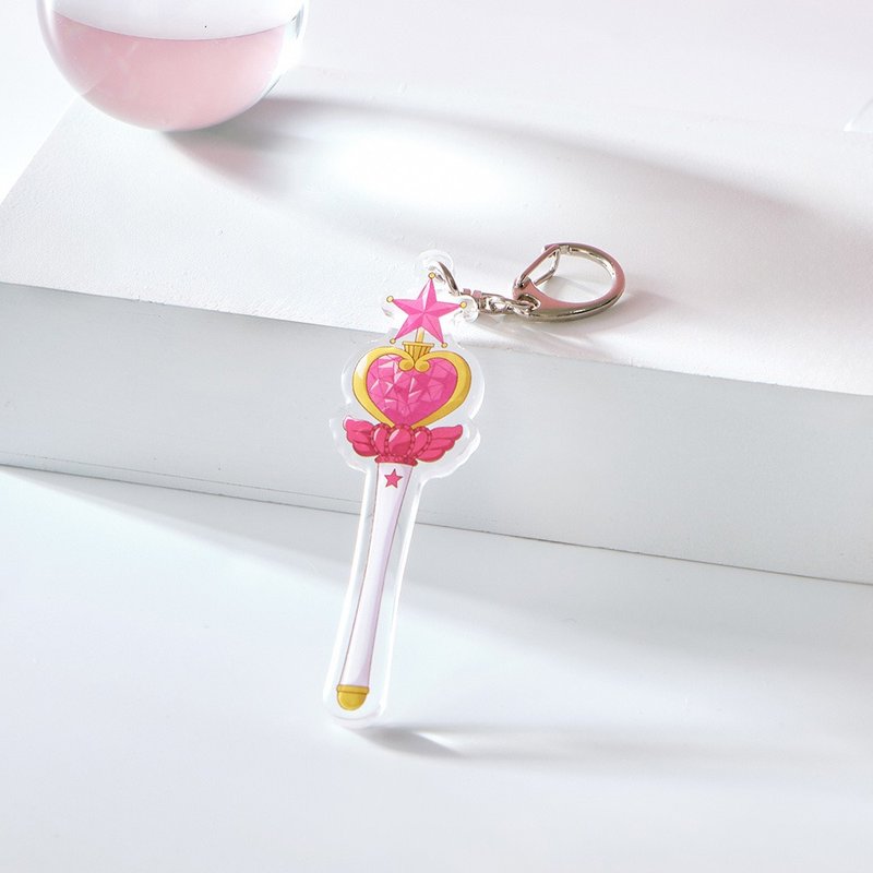【送吊飾】美少女戰士Crystal粉色蜜糖權杖壓克力吊飾/鑰匙圈 - 鑰匙圈/鑰匙包 - 壓克力 粉紅色