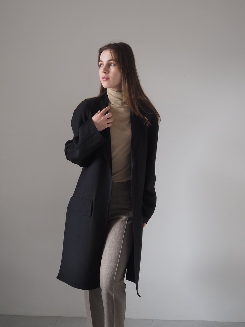 CELINE セリーヌ ボタンレス コート サイズ 36 フィービーファイロ ウール ブラック ヴィンテージ - 女西裝外套 - 羊毛 黑色