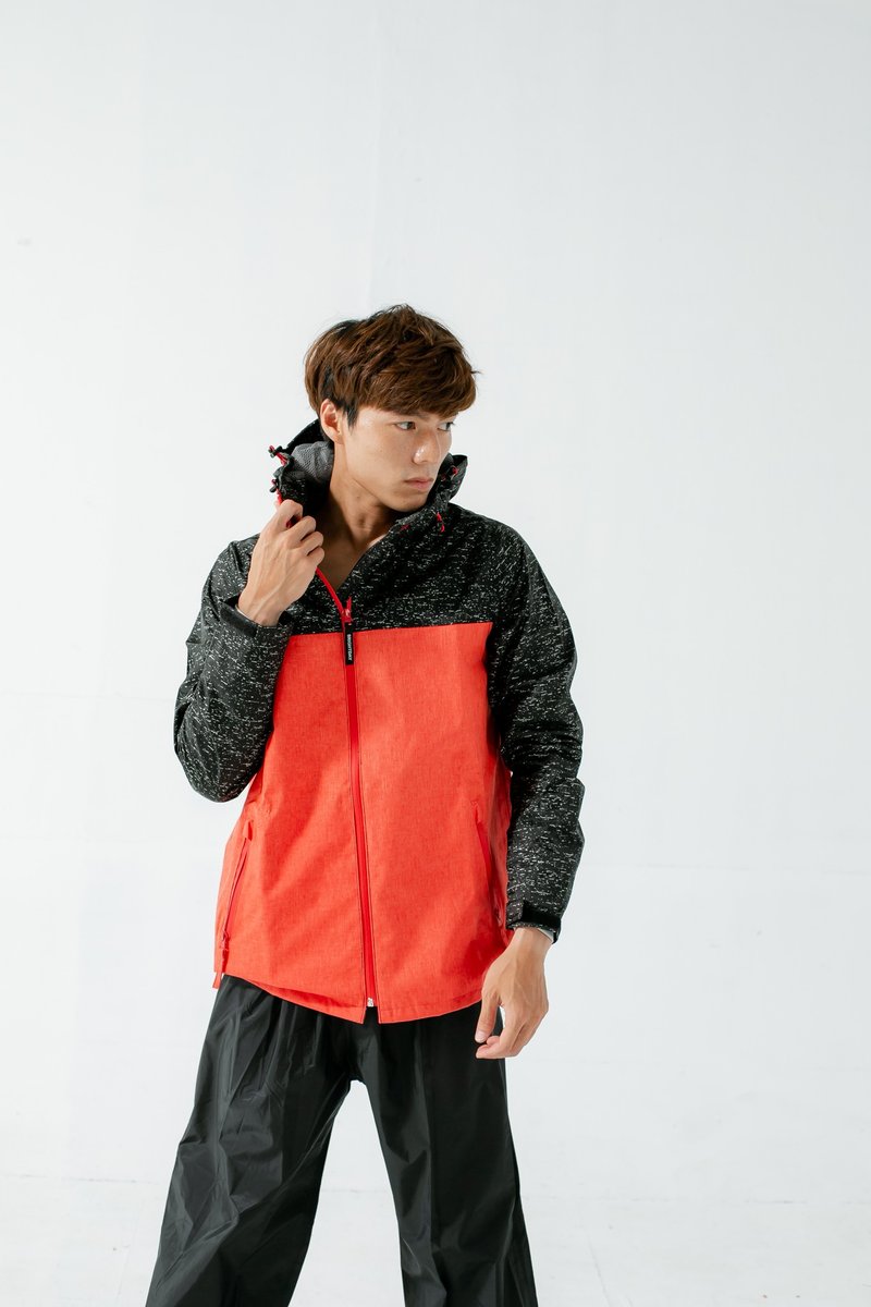 OH!MY Knit Quick Dry Two-Piece Raincoat - Cinnabar Red/Black - ร่ม - วัสดุกันนำ้ สีแดง