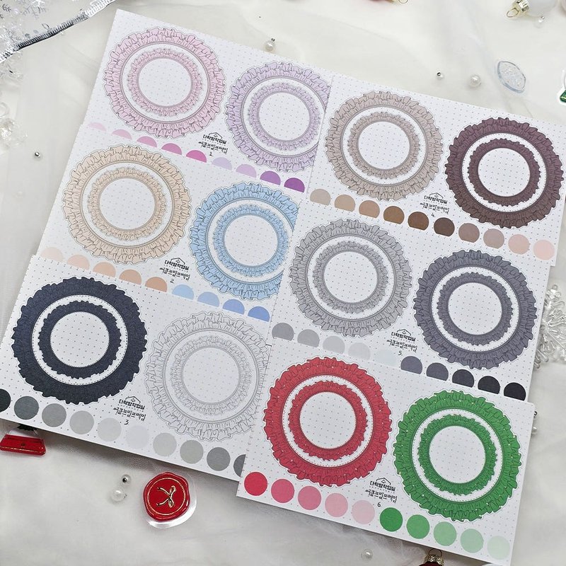 :Circle frill frame (6 types): Card paper - 信封/信紙 - 紙 