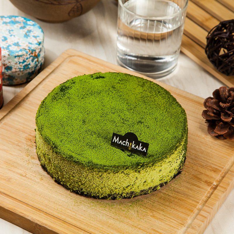 Machikaka 200% Extra Strong Matcha Cheesecake with Fork Set and Modeling Candle - เค้กและของหวาน - อาหารสด สีเขียว