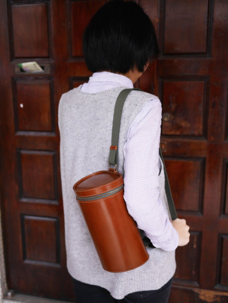 Island Forest Wooden Shoulder Bag - Messenger Bags & Sling Bags - Genuine Leather Brown