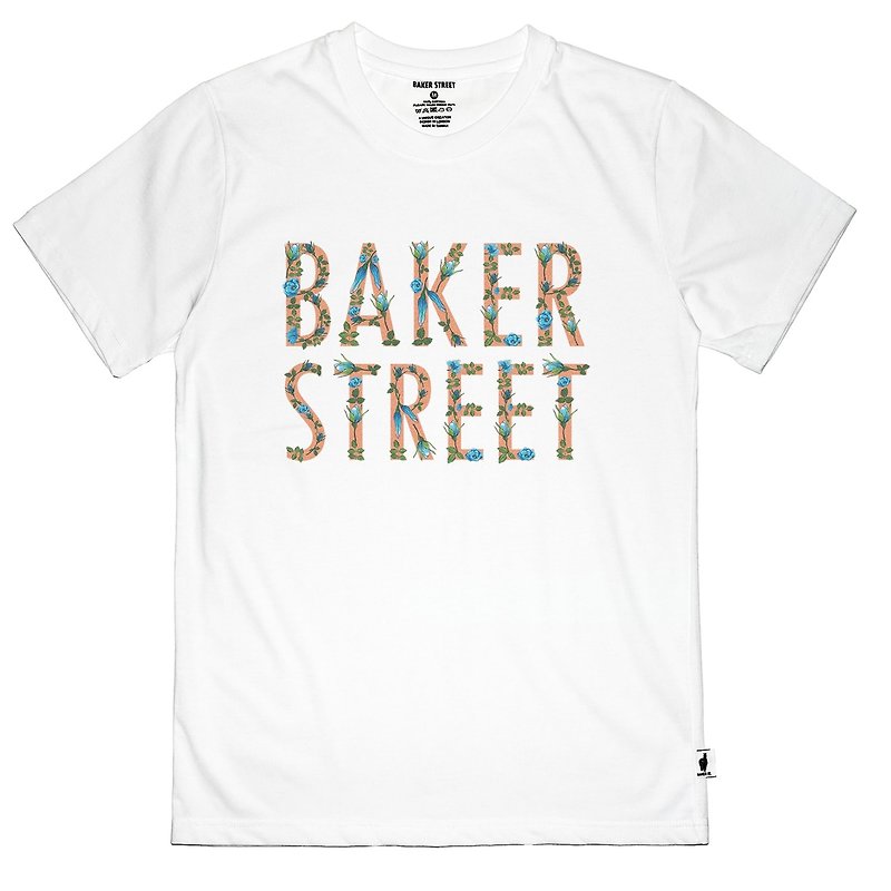 【英國 Baker Street 貝克街】中性版 - 純棉短袖T - 海島風情A款 - T 恤 - 棉．麻 白色
