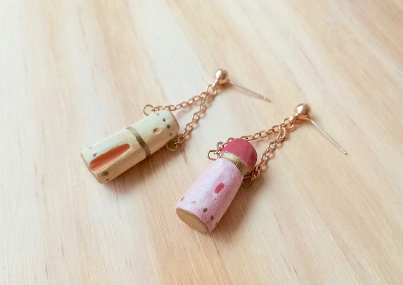 Fairy Tale Pottery Earrings - Necklaces - Pottery Pink