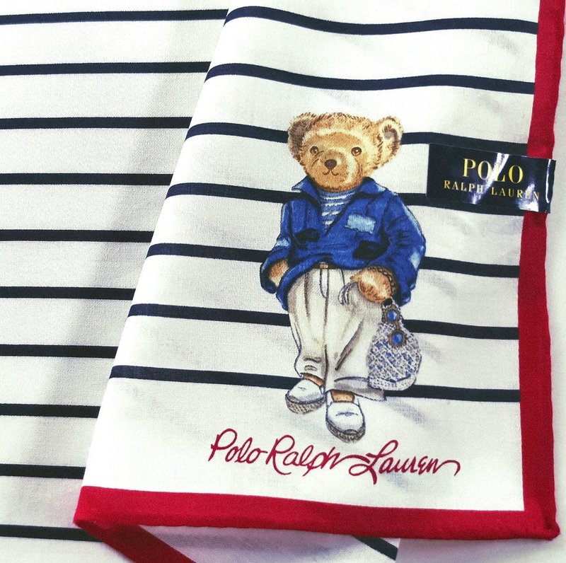 Polo Ralph Lauren Vintage Handkerchief Bear in Casual Style 19 x 19 inches - Handkerchiefs & Pocket Squares - Cotton & Hemp Red