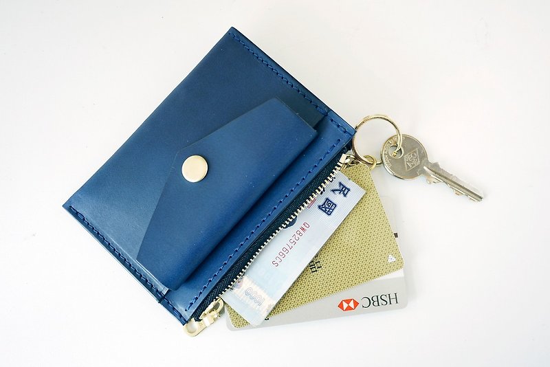 CHD03-2 key ring coin purse keychain coin purse - Coin Purses - Genuine Leather Blue