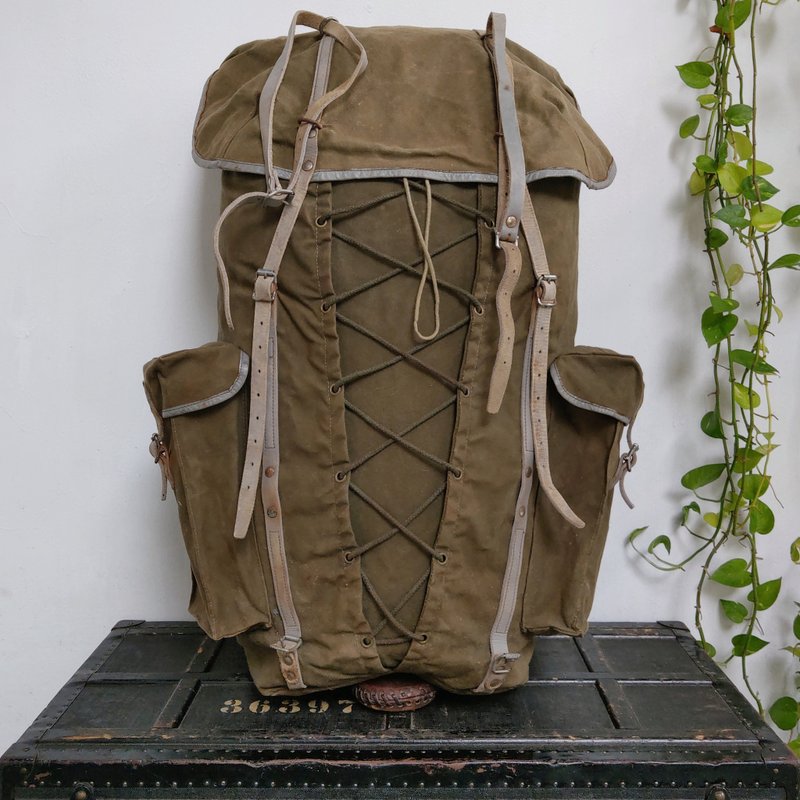 Backpack_R139_outdoor - กระเป๋าเป้สะพายหลัง - ผ้าฝ้าย/ผ้าลินิน สีกากี